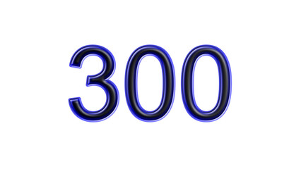 blue 300 number 3d effect white background