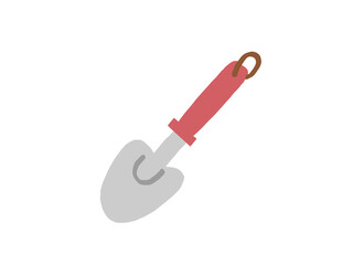 かわいいガーデニングの赤色のスコップ／手描きイラスト