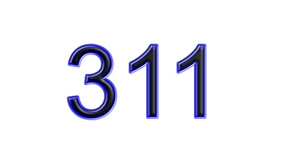blue 311 number 3d effect white background