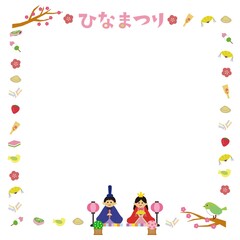 ひな祭り会に使える可愛いフレーム　関東雛