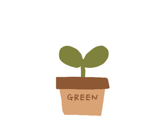 かわいいボタニカル観葉植物／手描きイラスト