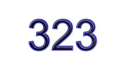 blue 323 number 3d effect white background