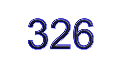 blue 326 number 3d effect white background