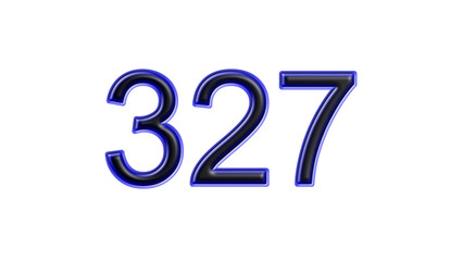blue 327 number 3d effect white background