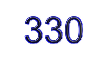 blue 330 number 3d effect white background