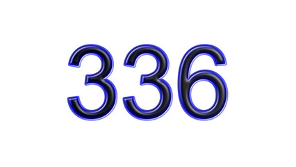 blue 336 number 3d effect white background