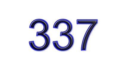 blue 337 number 3d effect white background