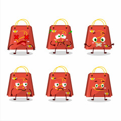 Red love bag cartoon character with nope expression