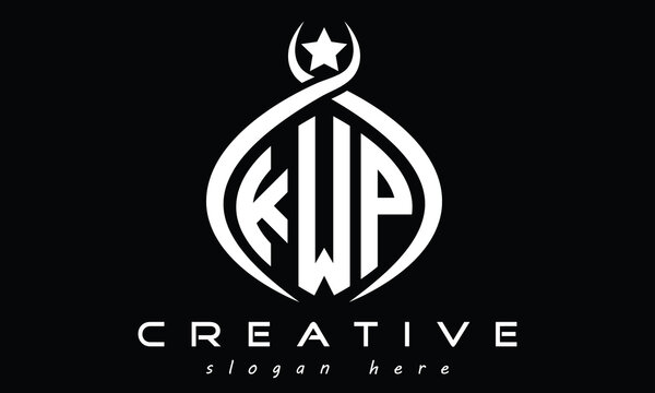 KWP three letters monogram curved oval initial logo design, geometric minimalist modern creative logo, vector template