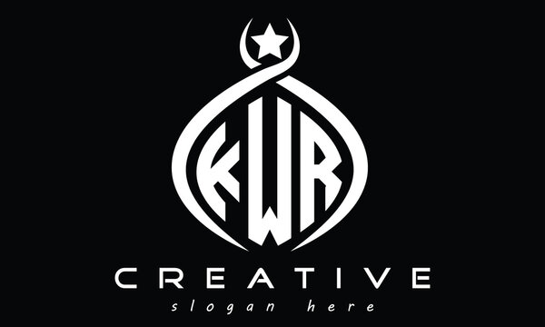 KWR three letters monogram curved oval initial logo design, geometric minimalist modern creative logo, vector template