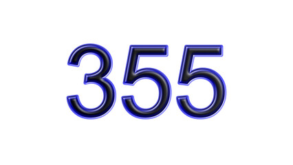 blue 355 number 3d effect white background