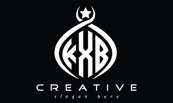 KXB three letters monogram curved oval initial logo design, geometric minimalist modern creative logo, vector template
