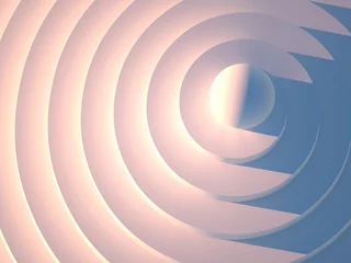 Fotobehang Abstract White sphere on top of spiral podium, top view, 3d  © evannovostro