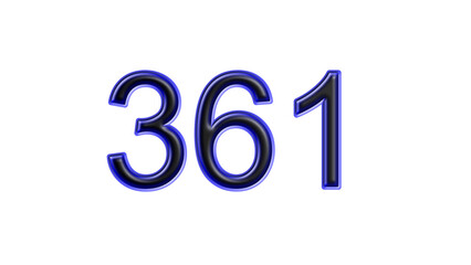 blue 361 number 3d effect white background