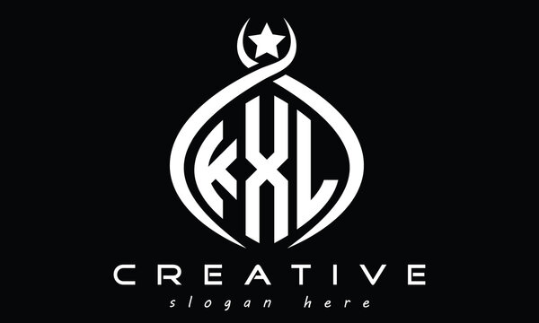 KXL three letters monogram curved oval initial logo design, geometric minimalist modern creative logo, vector template