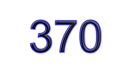 blue 370 number 3d effect white background