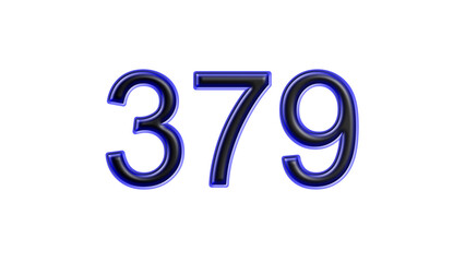 blue 379 number 3d effect white background