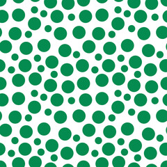 Fototapeta na wymiar Stunning, trendy seamless pattern of green balls in a simple flat style. For children s clothing, fashionable fabrics, home decor, backgrounds, postcards and templates, packaging, paper, scrapbooking