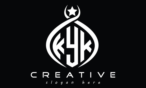 KYK three letters monogram curved oval initial logo design, geometric minimalist modern creative logo, vector template