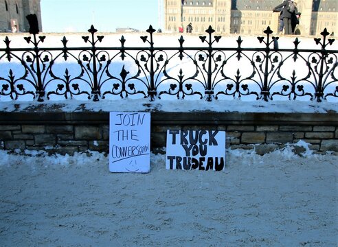 protest sign at the Canadian Parliament, Ottawa 2022