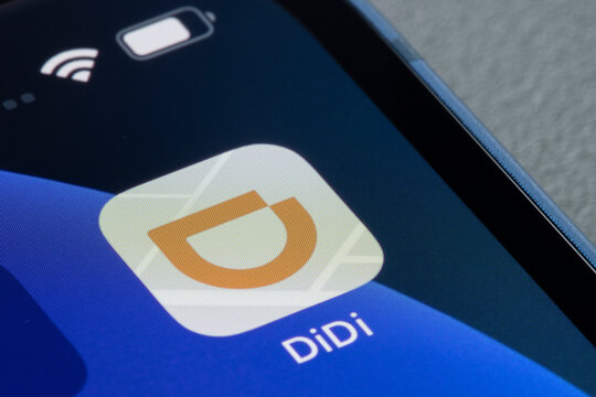 Portland, OR, USA - Jan 19, 2022: Closeup of the Didi app icon seen on an iPhone. Didi Chuxing Technology Co., formerly named Didi Dache and Didi Kuaidi, is a Chinese vehicle for hire company.
