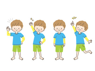 体操する男の子のイラスト素材セット