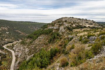 Fototapeta na wymiar Autumnal Landscape view at Beteta, Serrania de Cuenca. Castilla la Mancha, Spain