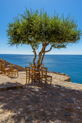 View of the medieval  castle of Monemvasia, Lakonia, Peloponnese, Greece