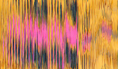 Color glitch noise. Digital artifacts. Transmission error. Orange pink black display defect fuzzy...