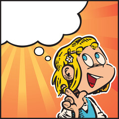 Fototapeta premium A nice little girl thinking 