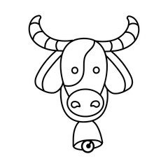 Cow icon. Milk cows in vector illustration. Isolated on white background. Hand drown. Farming, cattle, milk. Home animals, Hoofed, bull. landscape, nature, Europe mountains. Line art
