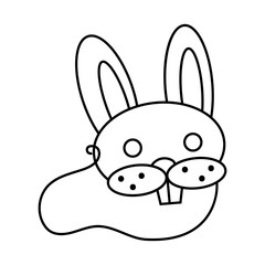 Rabbit mask icon. Christmas and new year flat line icons. Winter holidays sale decor. Signs and symbols  for xmas party celebration, greeting cards. Isolated element. Vector illustration.