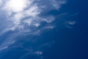 High cirrus clouds against the blue sky