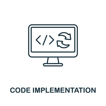 Code Implementation icon. Line element from production management collection. Linear Code Implementation icon sign for web design, infographics and more.