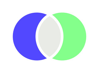 Venn diagram chart vector template two circle color style for presentation, start up project, business strategy, theory basic operation, infographic, logic analysis