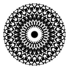round lace ornament mandala design black and white background 