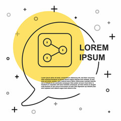 Black line Share icon isolated on white background. Share, sharing, communication pictogram, social media, connection, network. Random dynamic shapes. Vector