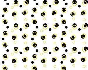 Abstract. Elements geometric seamless pattern yellow, black on white background. Vector.