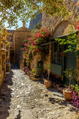 Naklejka premium View of the medieval castle of Monemvasia, Lakonia, Peloponnese, Greece