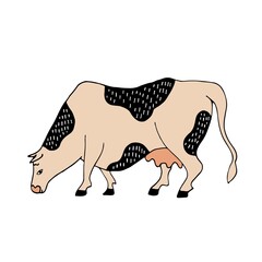 Cow silhouette made of multi-colored segments. Farm illustration.