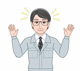 仕事中の中年男性