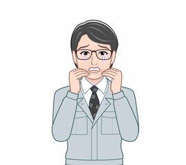 仕事中の中年男性