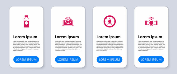 Set Oil pipe with valve, Motor gas gauge, and petrol test tube. Business infographic template. Vector