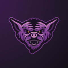 Bat Head Illustration Logo Template