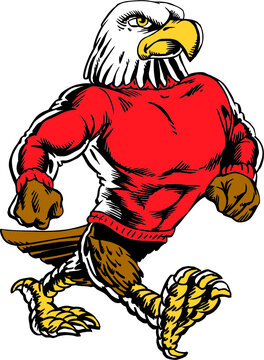 Eagle Mascot Strut Vector Illustration