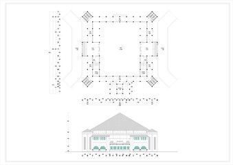 architectural design floor plan and front view