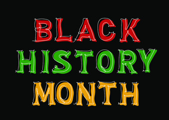Fototapeta na wymiar Black History Month card. Trendy lettering in minimalist line art style. Vector illustration