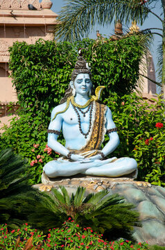 Lord Shiva as Yogi in Dhyana Mudra in garden of Nilkanthdham, Swaminarayan temple, Poicha, Gujarat,