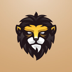 Lion Head Mascot Logo Vector Illustration