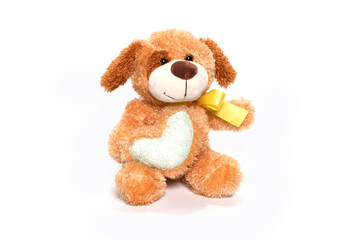 Isolated plush toy dog on white background